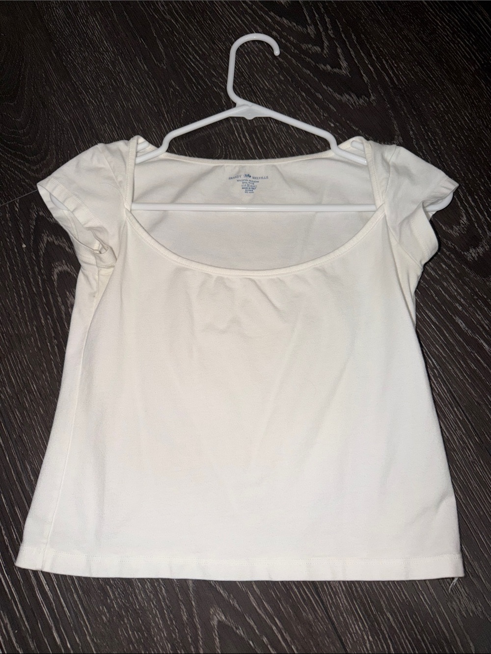 Brandy melville White Scoop Neck Short Sleeve Top
